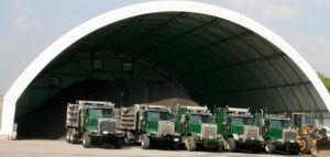 Salt/Sand Conference building with semis inside